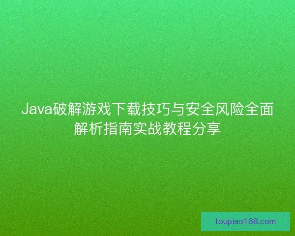 Java破解游戏下载技巧与安全风险全面解析指南实战教程分享