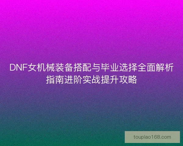 DNF女机械装备搭配与毕业选择全面解析指南进阶实战提升攻略